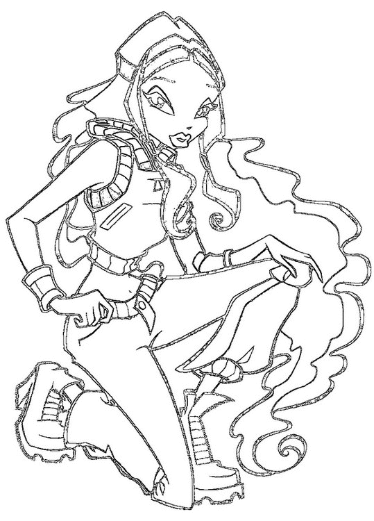 coloriage Winx accroupie